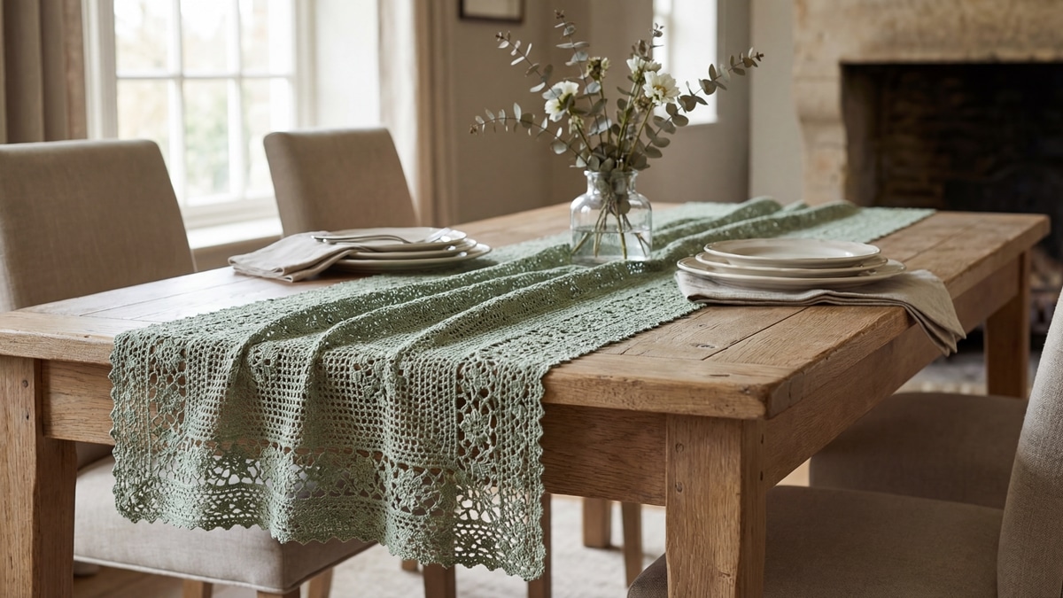 Caminhos de mesa de crochê: toque rápido de charme e aconchego na decoração - Imagem do artigo