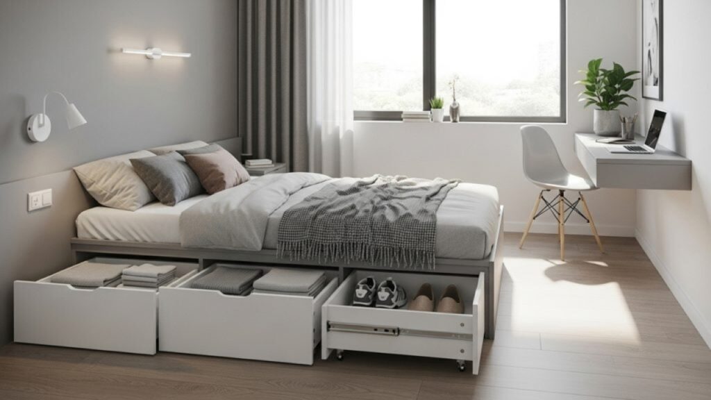 Cama dobrável: solução inteligente para ampliar espaços em apartamentos compactos - Imagem do artigo