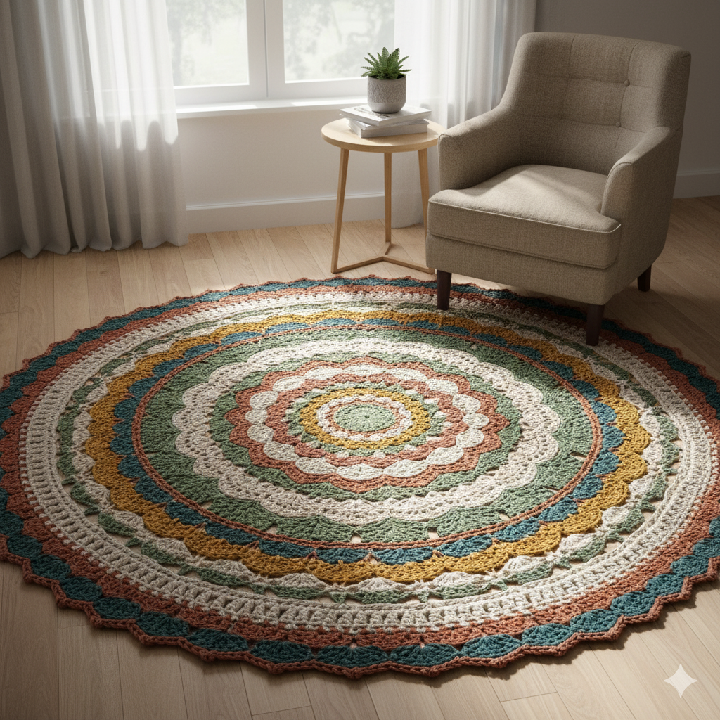 Tapete redondo de crochê: guia rápido para criar peças firmes e sem ondulações - Imagem do artigo