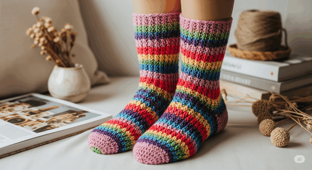 Meia de crochê: passo a passo para pés quentinhos e ajuste perfeito - Imagem do artigo