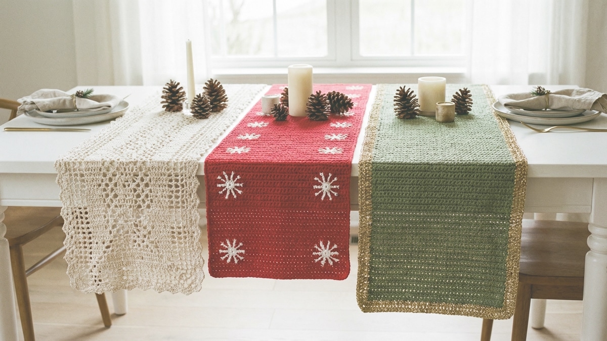 Caminhos de mesa em crochê transformam a decoração de fim de ano em poucos minutos - Imagem do artigo original