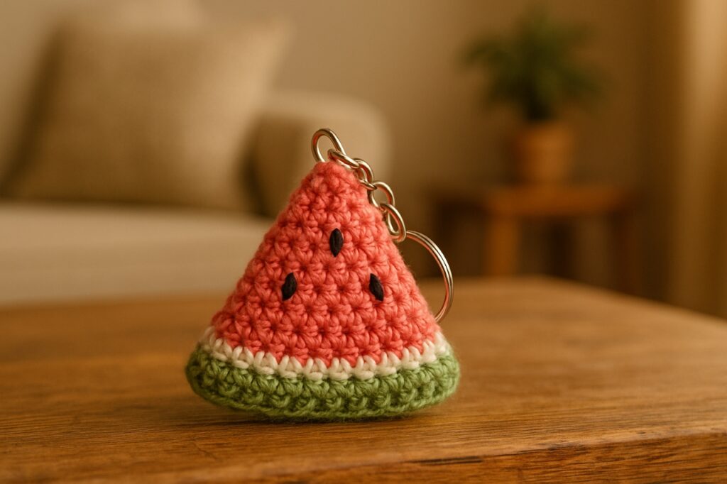 Chaveiro de melancia de crochê: passo a passo simples para um acessório cheio de cor - Imagem do artigo