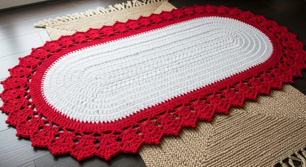 Guia prático mostra como fazer um tapete vermelho de crochê plano e elegante - Imagem do artigo